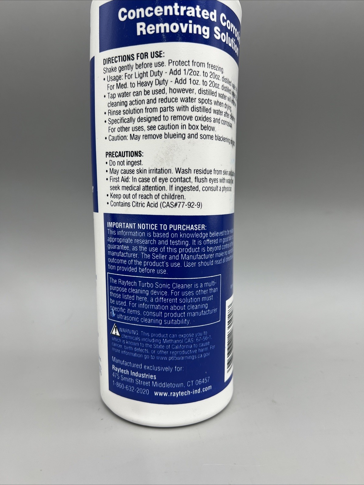 32 oz Raytech CP Concentrated Corrosion Remover & Cleaning Solution 23-102