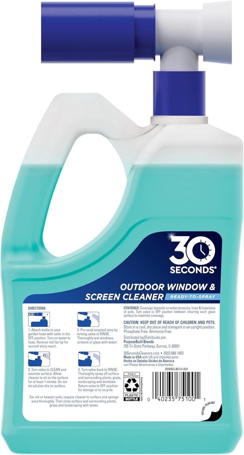 All-in-One Outdoor Window & Screen Cleaner – 142 Fl Oz, Safe Around Vegetation
