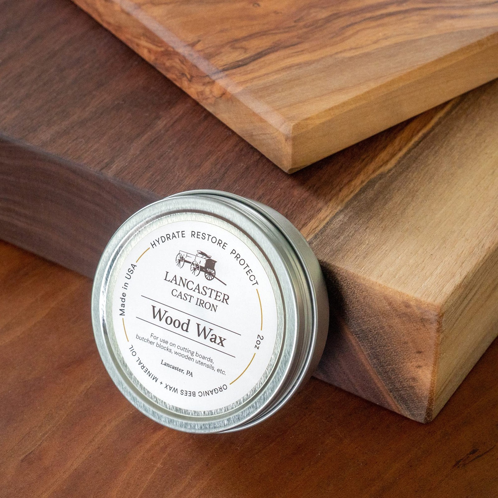 Wood Wax for Spoons, Cutting Boards, and Butcher Blocks – 2 oz Beeswax and Mi…