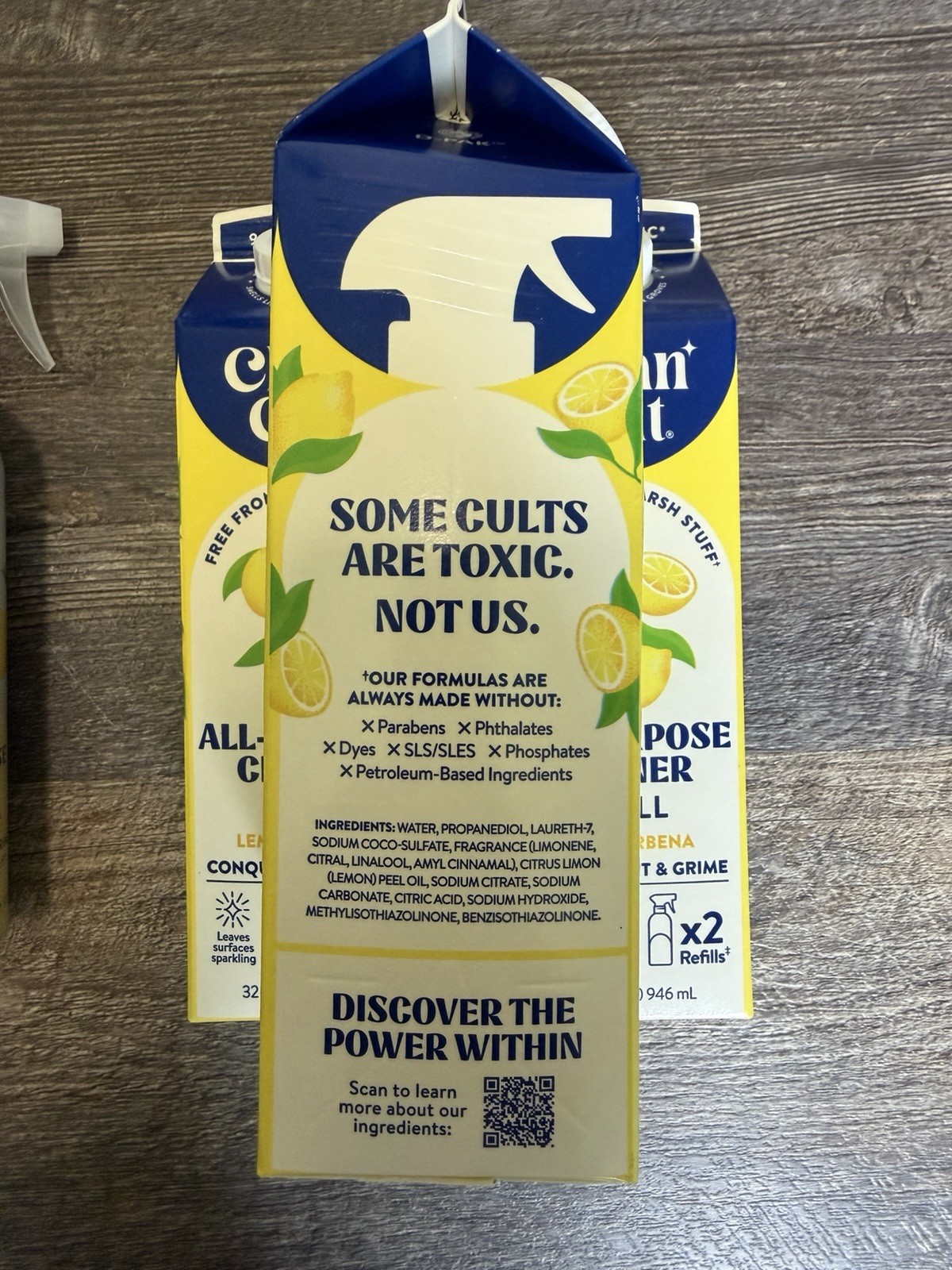 Clean Cult Lemon Verbena All Purpose Cleaner Spray 16oz, 32oz Refills, Non Toxic