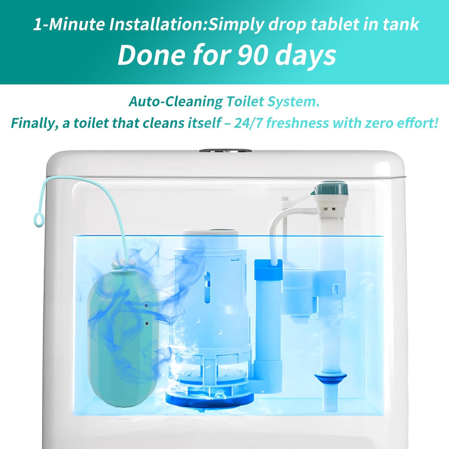 2Pcs WTWD Automatic Toilet Bowl Cleaner with Easy-Grip Hook, Prevents Hard Wa…