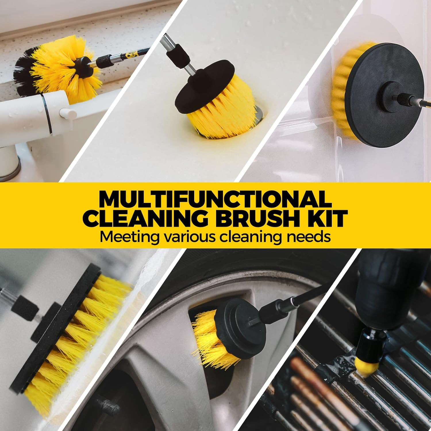 11 Piece Drill Brush Attachment Set Scouring Pads Power Scrubber Brush Scrub Pad