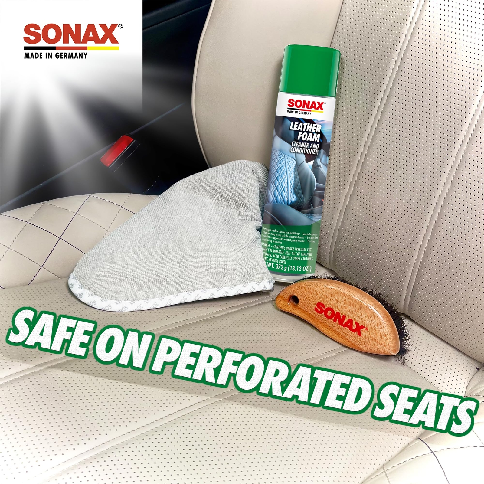 Sonax Leather Foam Cleaner and Conditioner 13 Ounce Premium pH Balanced Care