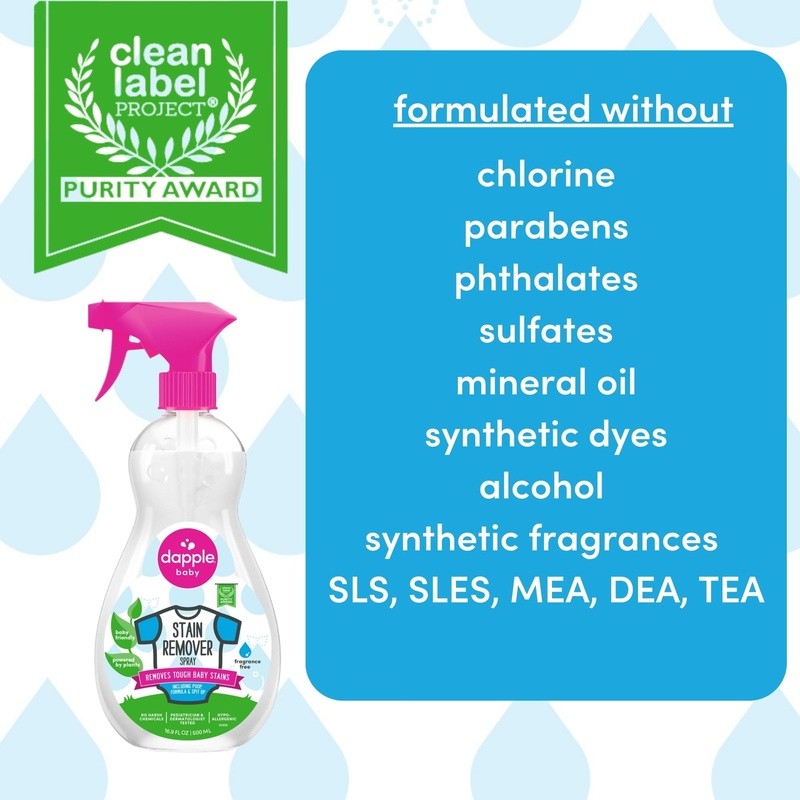 Plant Based Baby Stain Remover Spray Hypoallergenic Cleaner Fragrance Free New
