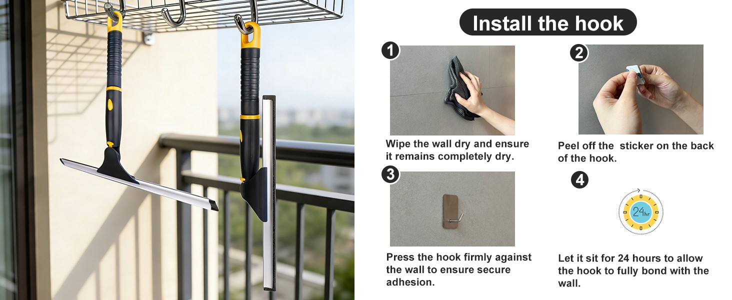 Swivel Shower Squeegee for Glass Doors, All-Purpose Anti-Slip Window Squeegee