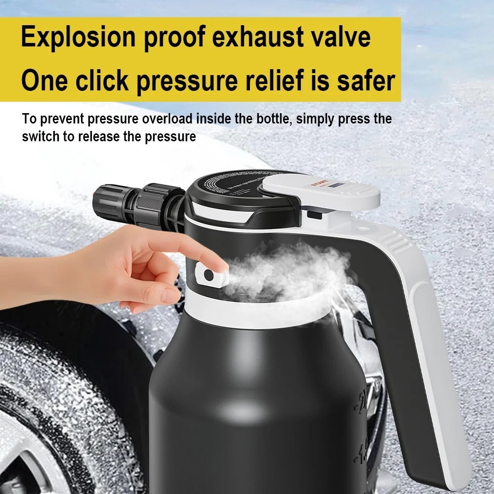 2000ML Electric Foam Sprayer Car Wash Gun Wireless Rechargeable 60° Spray Range