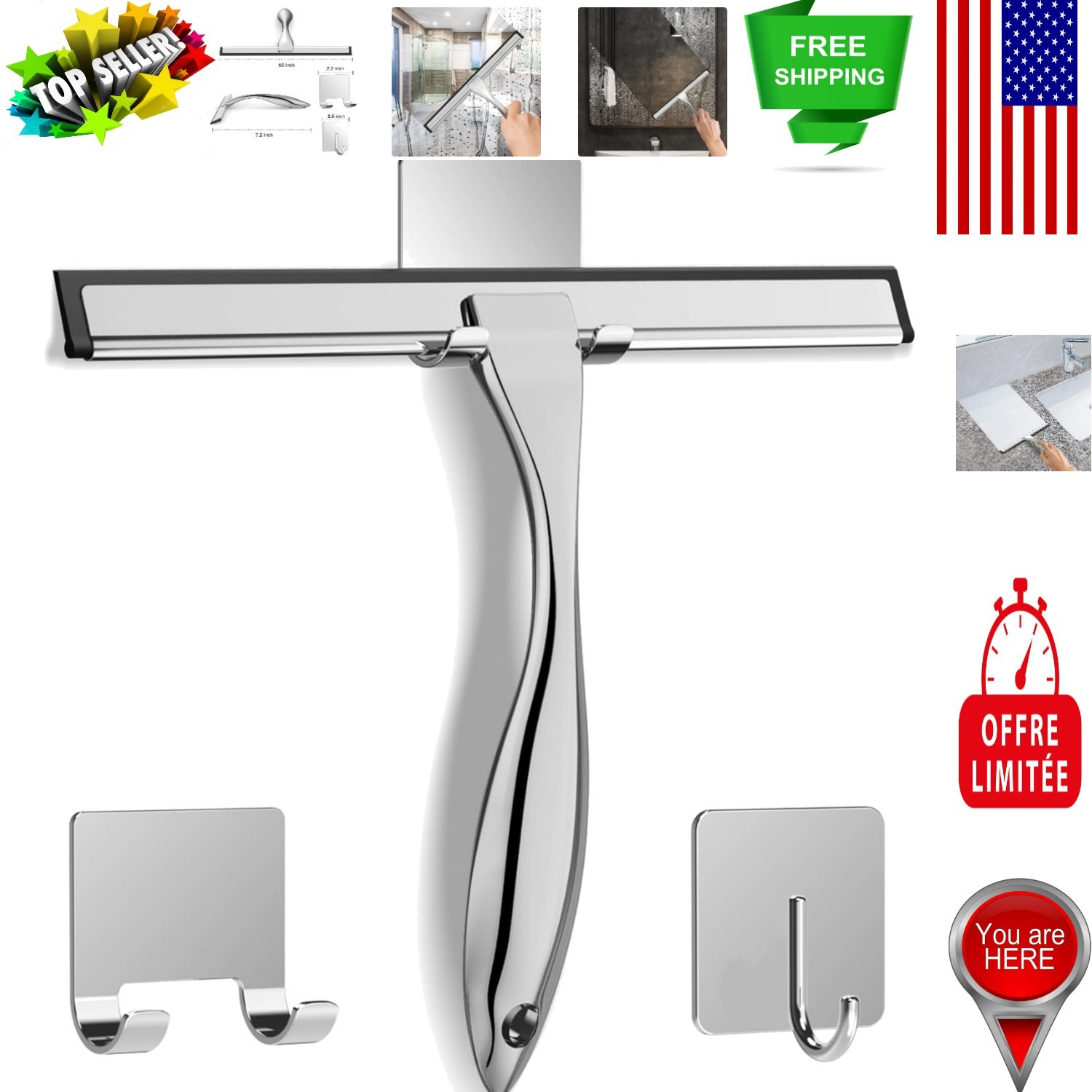 Sleek & Sturdy All-Purpose 10-Inch Squeegee – Perfect for Shower Glass and Tiles