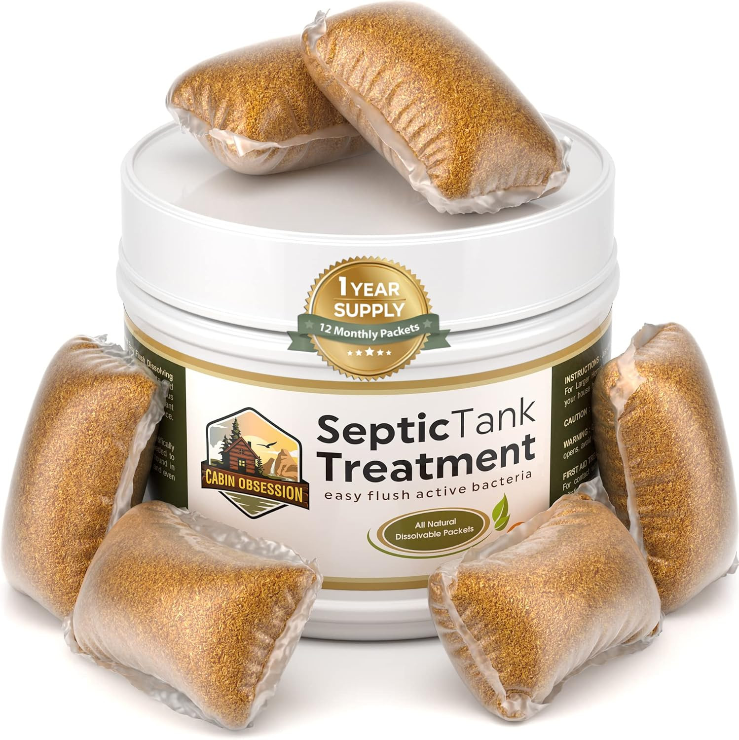Flushable Septic Treatment Packets Monthly Maintenance Natural Bacteria 12 Count