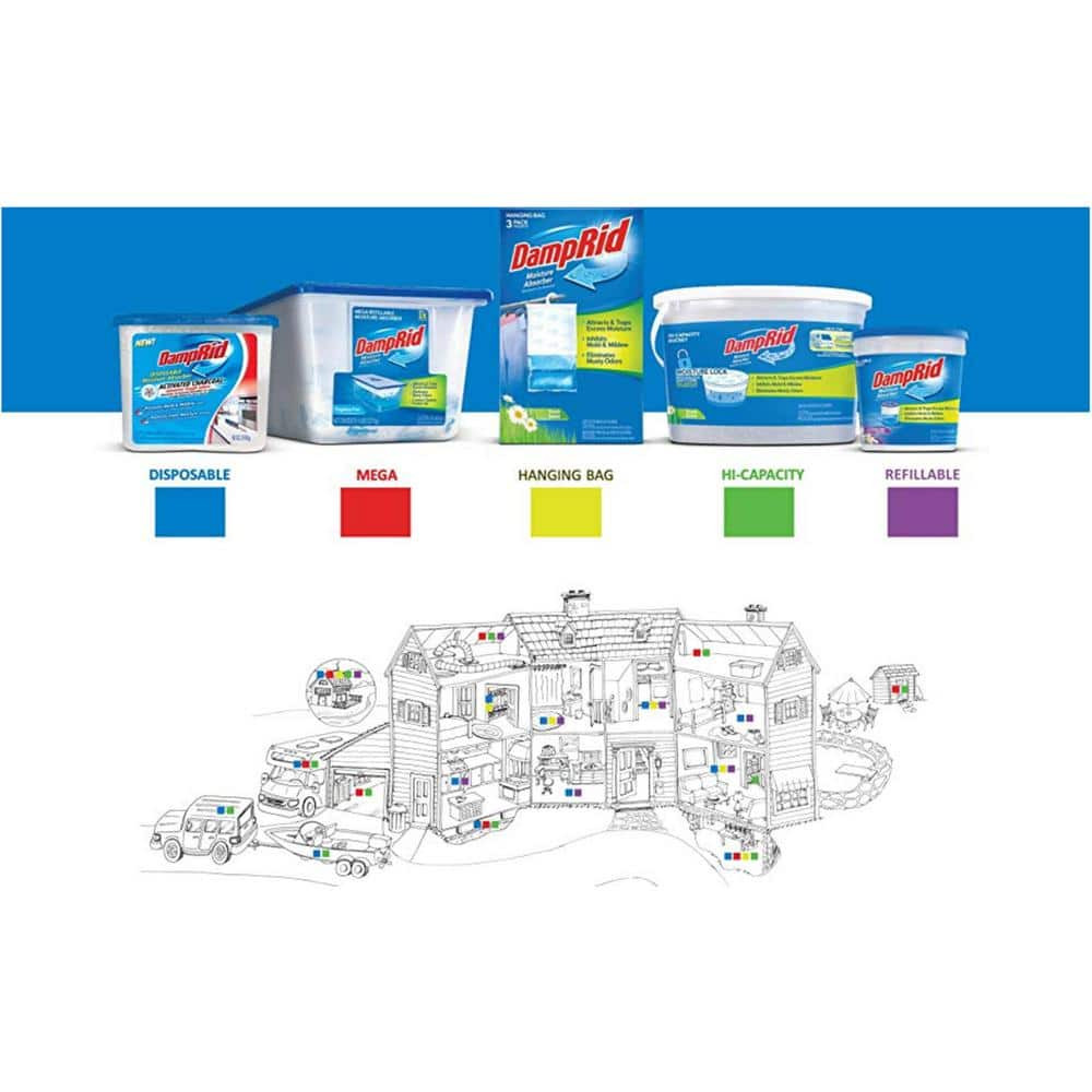 7.5-Lb. DampRid Moisture Absorber Super Refill 3-Pack Unscented Eliminates Odors