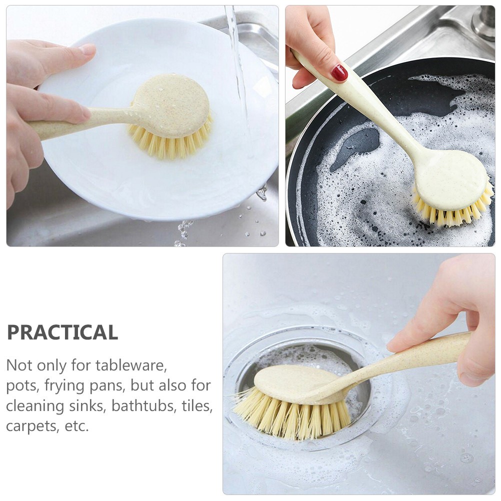4pcs Multipurpose Pan Brushes Long Handle Dish Brushes Home Kitchen