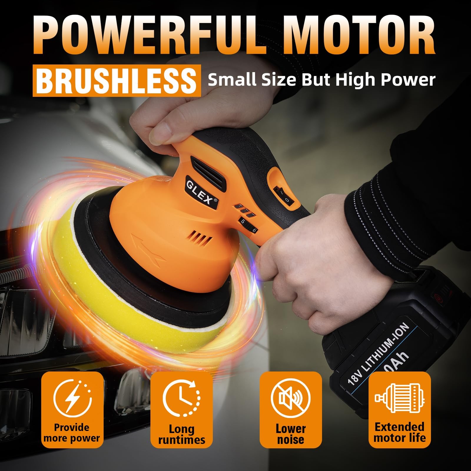 Electric Cordless Car Buffer Polisher, 6-inch Car Buffer Waxer Kit, 18V 4.0AH…