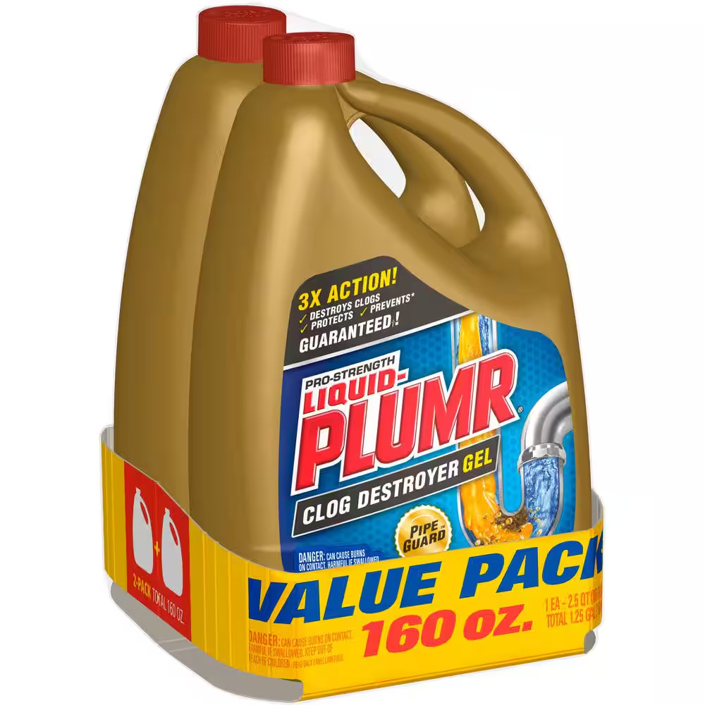 Liquid Plumr Pro Clog Destroyer Gel Drain Cleaner with Pipeguard (2-Pack) 160oz.