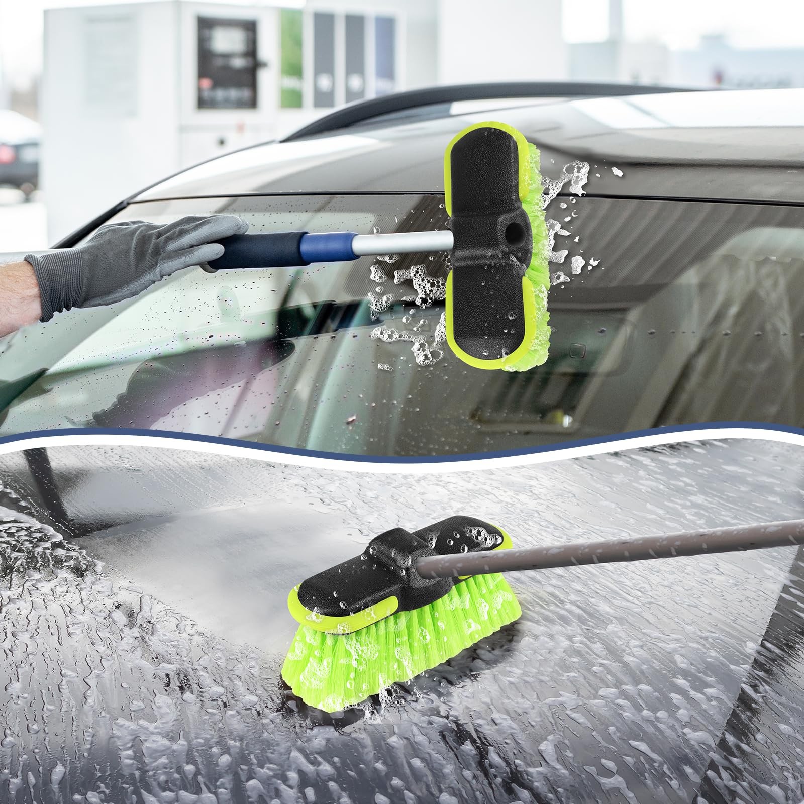 Liqmeivre Car Wash Brush Head 8″, Scrub Brush Attachment for Extension Pole, …