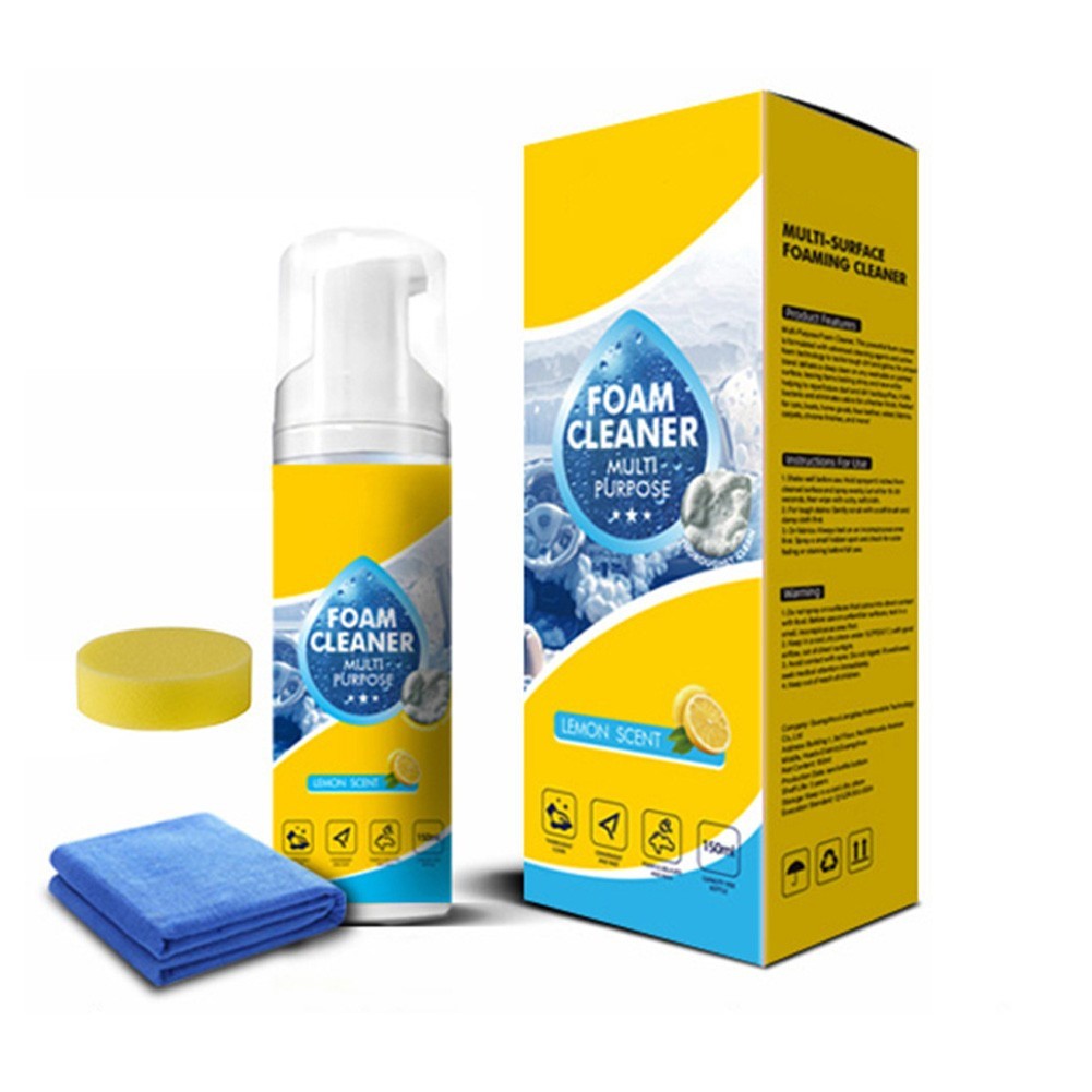 3SET 4-in-1 Multi-Enzyme Foam Cleaner, All-Purpose Spray 5oz with Sponge & Towel