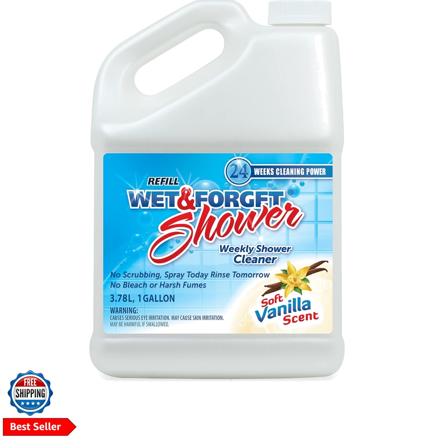 Shower Cleaner Multi-Surface Weekly No Scrub, Bleach-Free Formula Vanilla Sce…