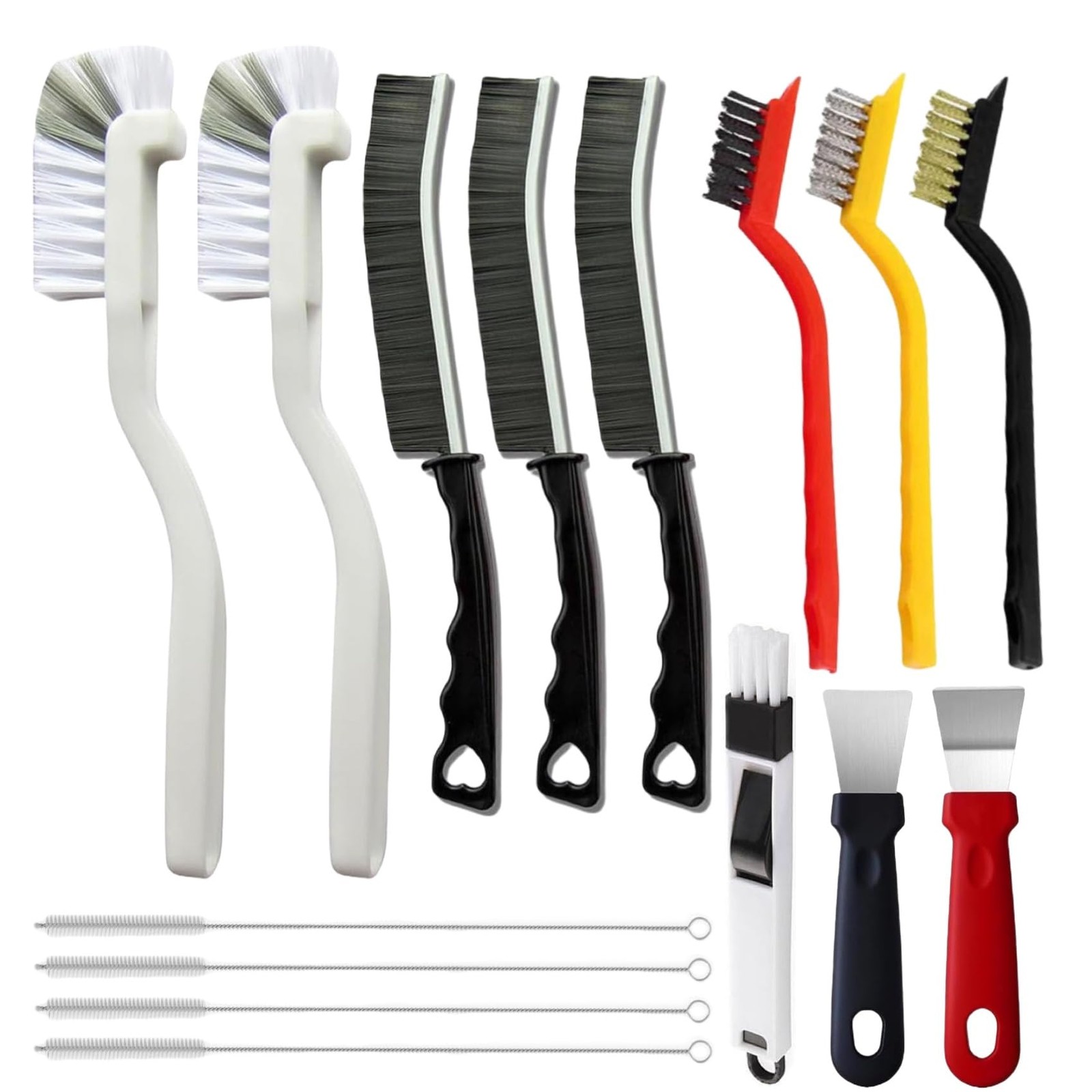 15Pcs Crevice Cleaning Brush Set, Hard Bristle Scrub Brushes Tools for Deep C…