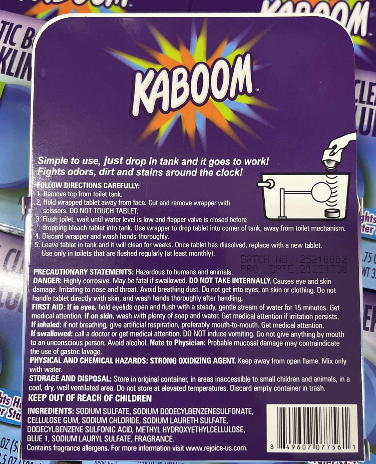 KABOOM Auto Bowl Cleaner Sparkling Blue 6 Boxes 2 Tabs Ea 12 Total Free Ship DCO