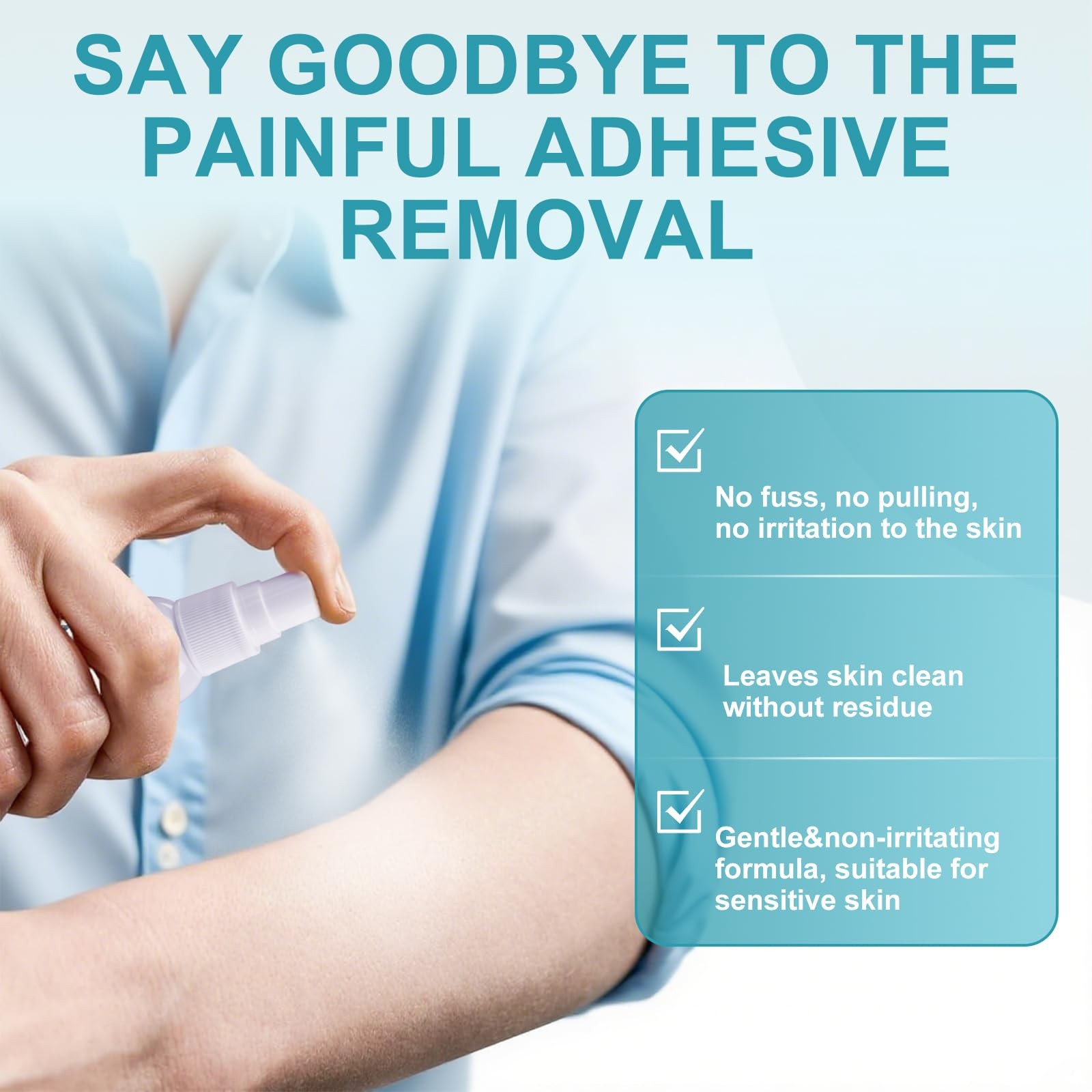 Adhesive Remover for Skin Spray Bandage & Surface – No Sting for Sensitive Skin