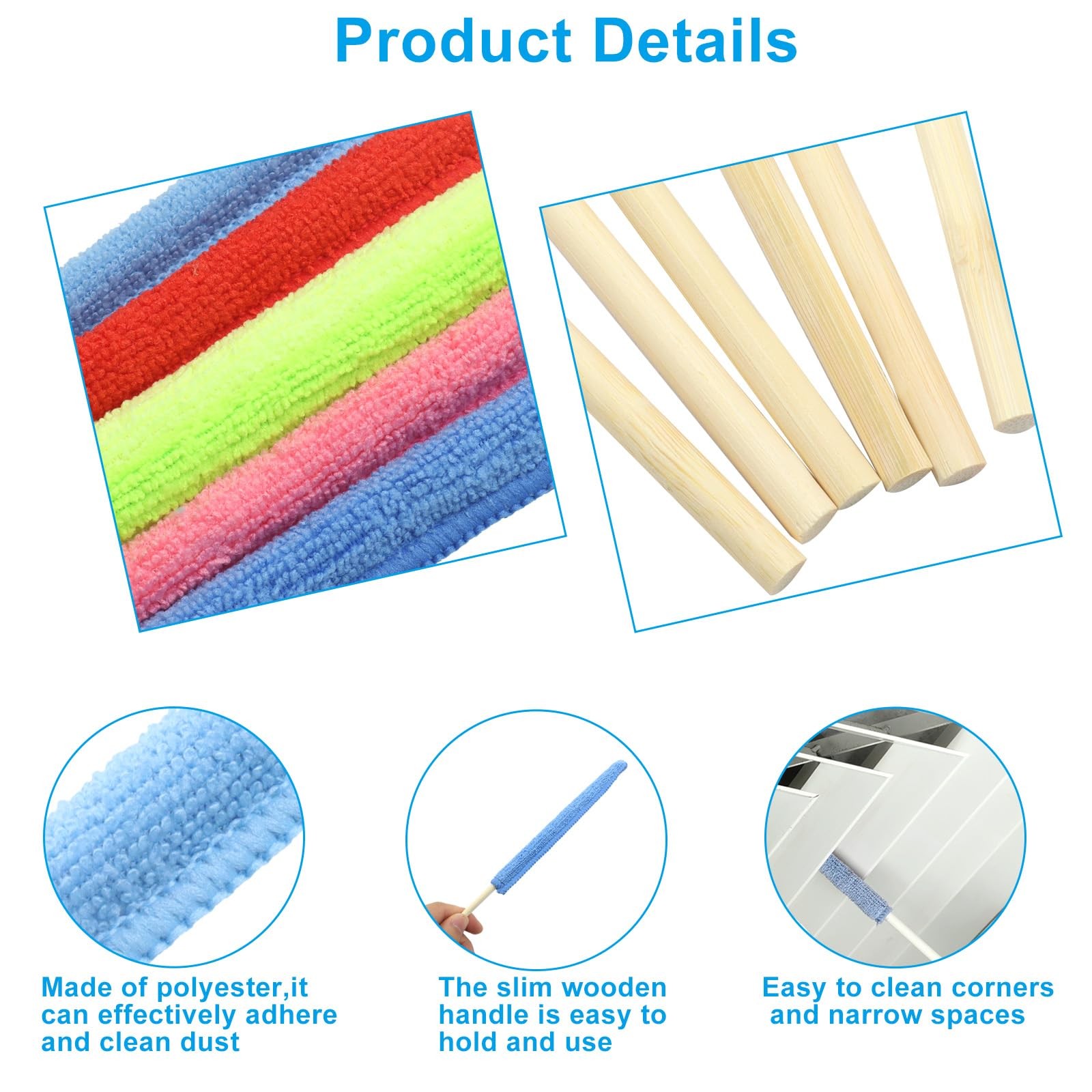 6 Pcs Microfiber Detail Duster Sticks, Mini Duster Crevice Cleaning Tool Kit …