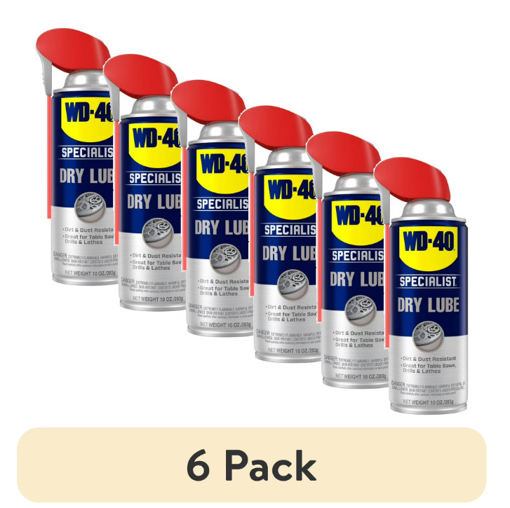 6 PACK WD-40 Specialist Dry Lube Long-Lasting Lubricant Smart Straw Spray, 10 oz
