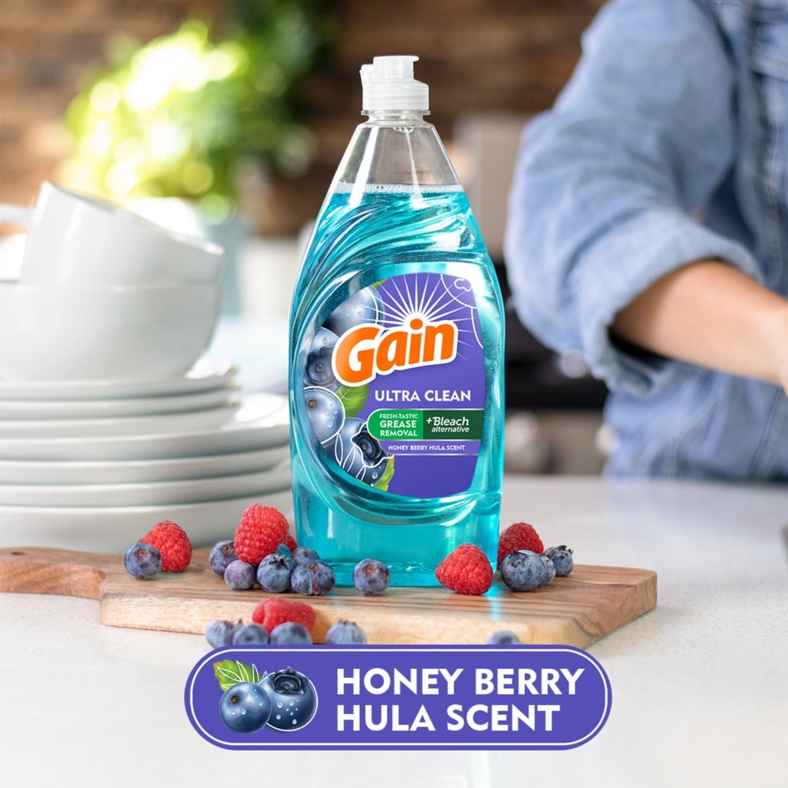 Ultra Dish Washing Liquid Dish Soap Honey Berry Hula Scent 90 fl oz.