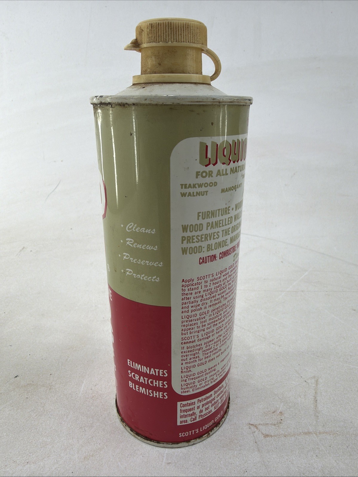 Scott’s Liquid Gold Wood Cleaner Pourable Top Non Aerosol 30% full Vintage