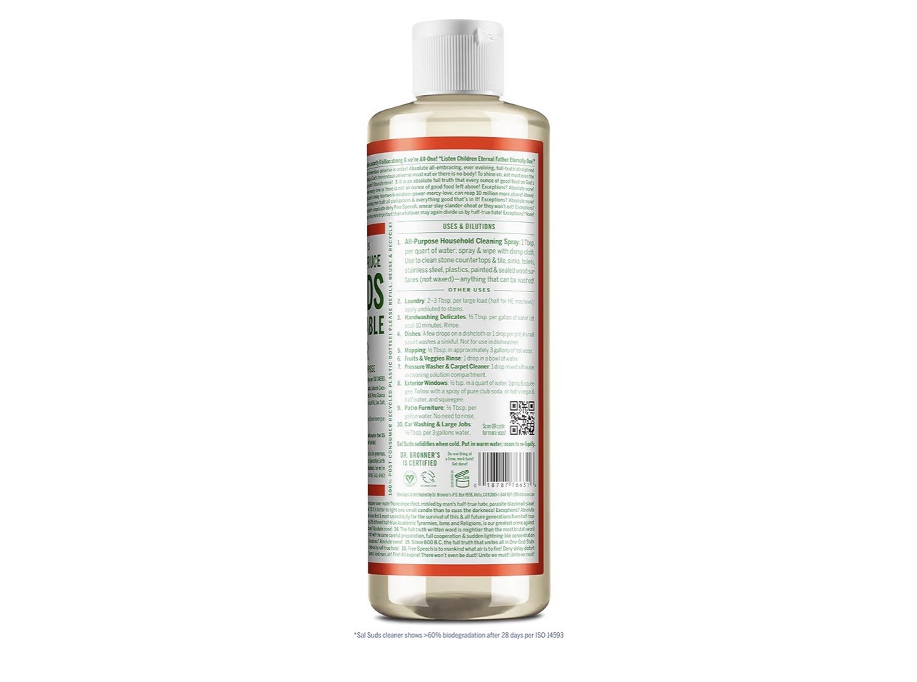 Dr. Bronner Siberian Sal Suds Biodegradable Cleaner – 16 fl oz (3 Pack)
