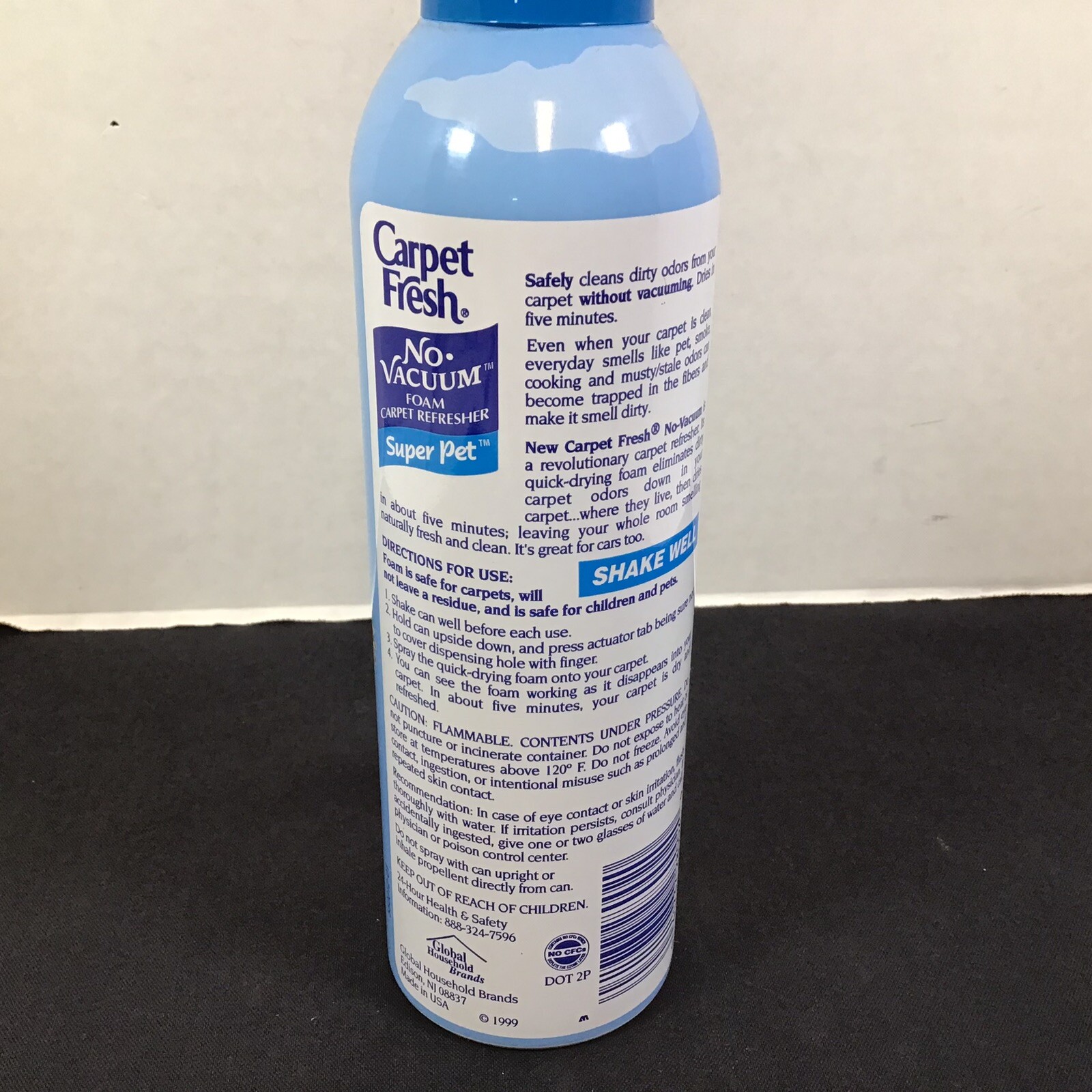 Vintage 1999 Carpet Fresh No Vacuum Foam Carpet Refresher Super Pet 10.5 oz New