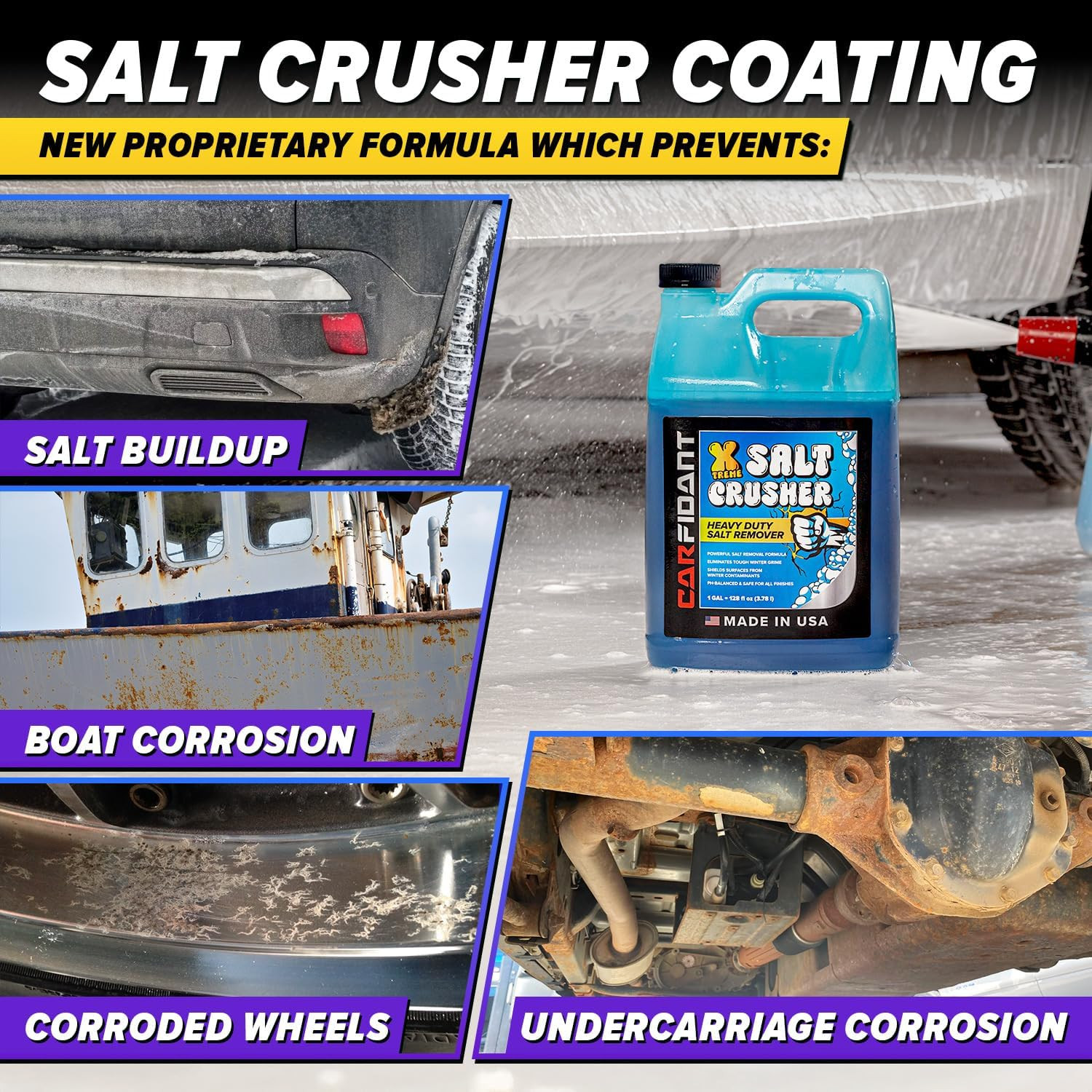 Carfidant Xtreme Salt Crusher – Boat Wash Soap & Salt Remover – Marine Engine Fl