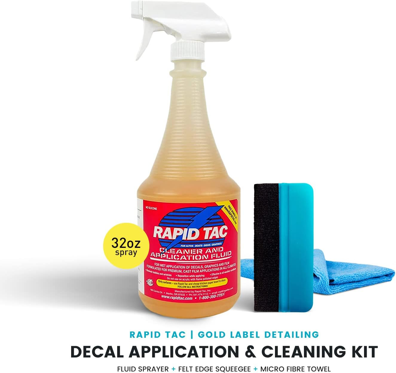 32Oz Cleaner and Application Fluid Kit | Includes Felt Edge Squeegee and Microfi