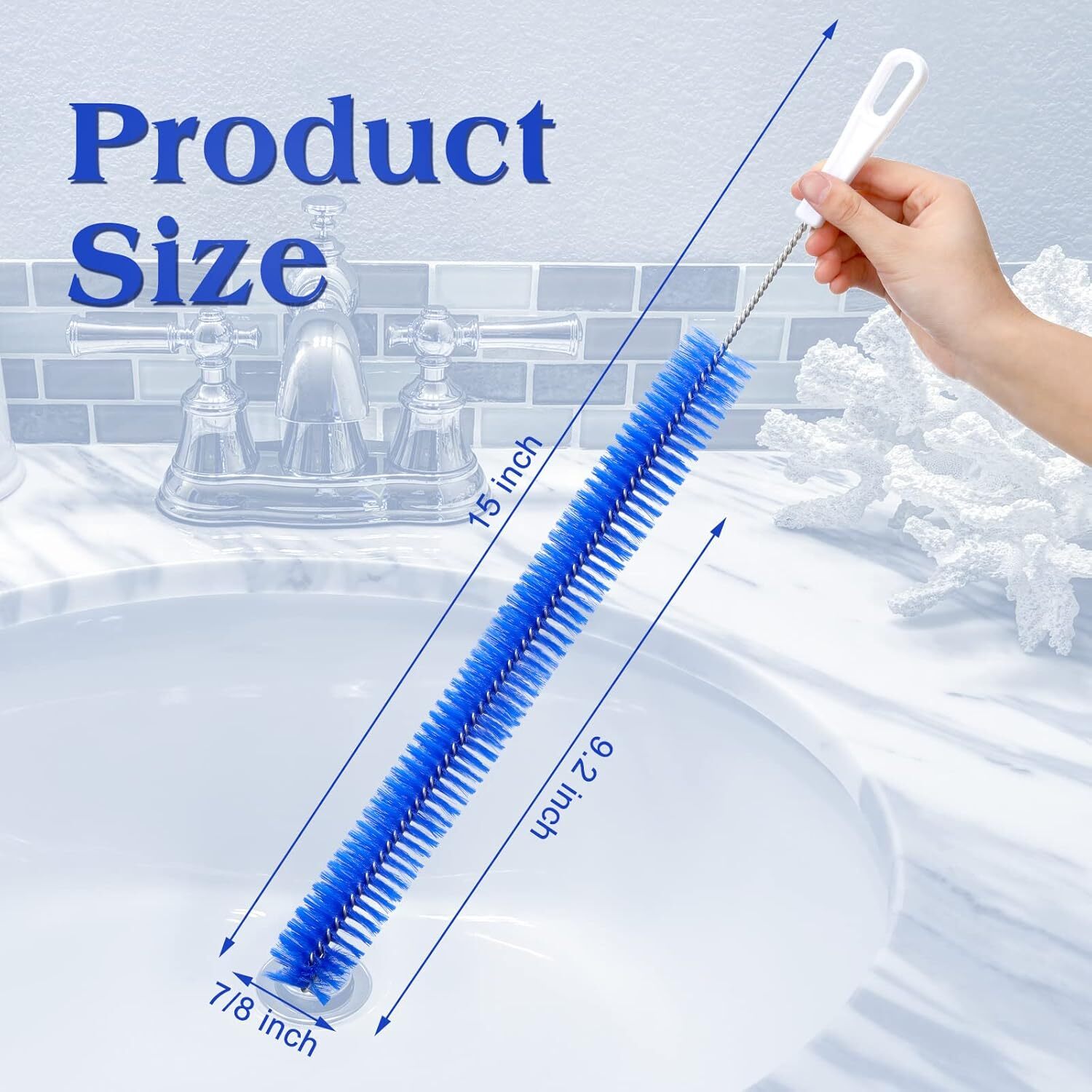 2 Pcs Drain Cleaner Brush 15 Inches Extra Long Handle Scrub Cleaner Bottle Brush