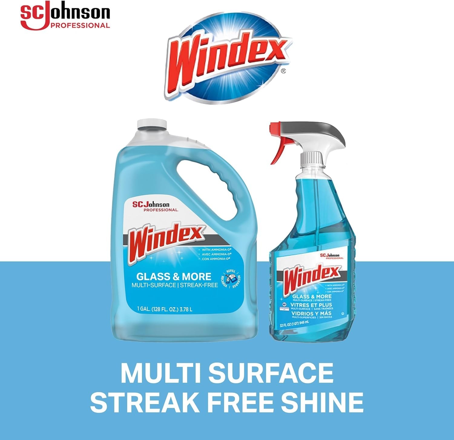 Windex Glass and More Multi-Surface Cleaner, Windex Glass Cleaner Refill, Mul…