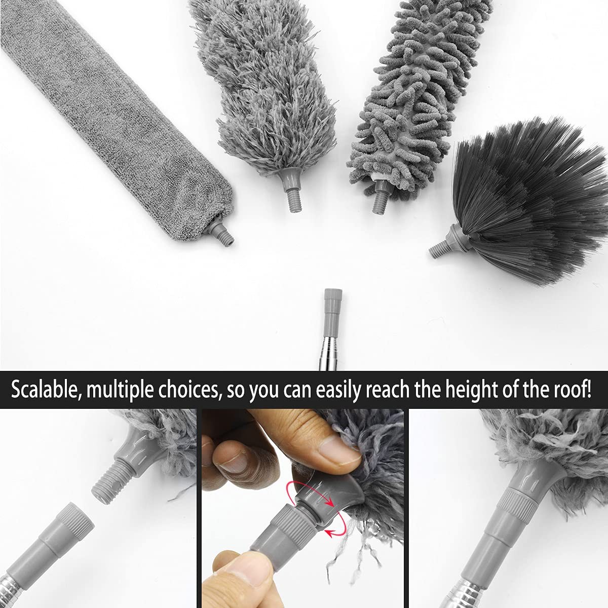 Microfiber Dusters with Extension Pole Washable Dusters Long Feather Duster