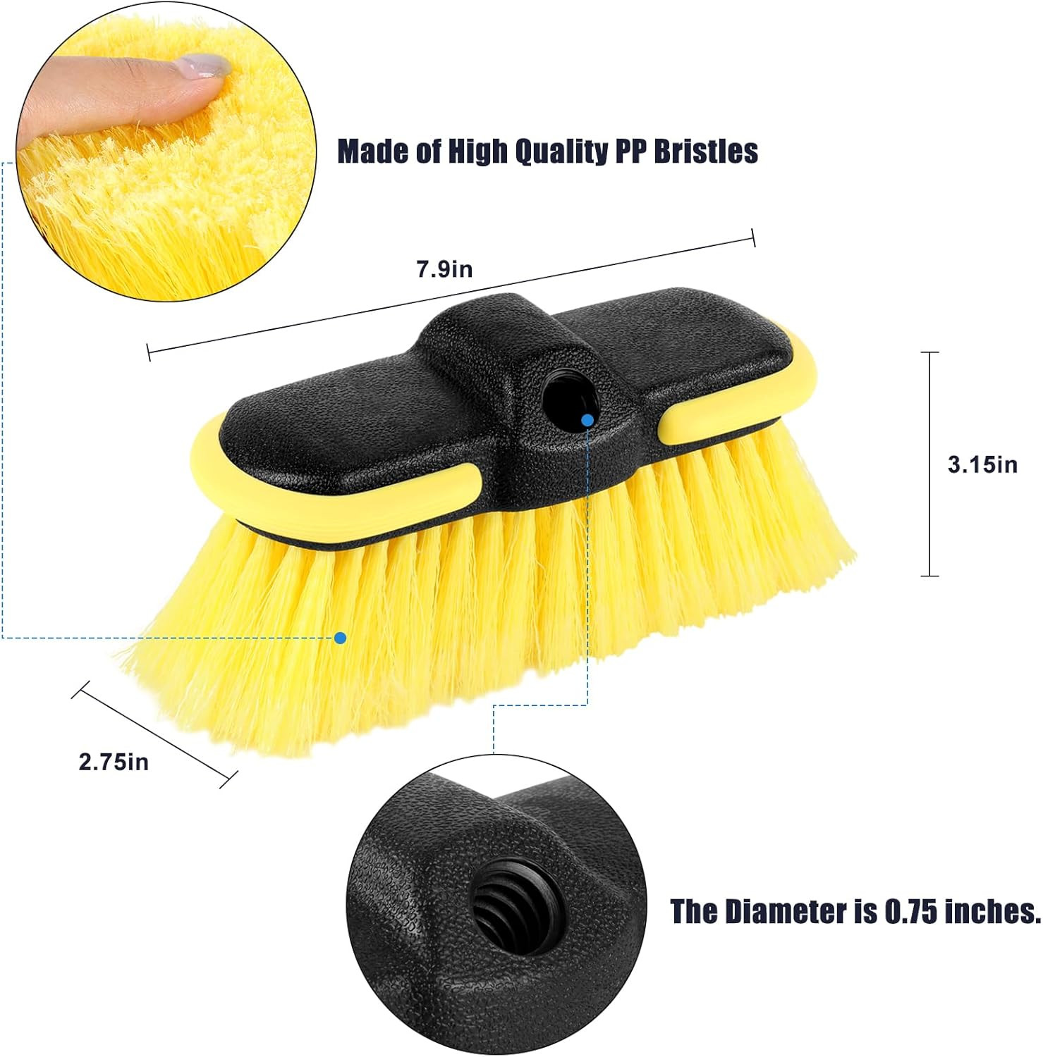 Car Wash Brush Head, Scrub Brush Attachment for Long Handle Extension Pole,Outdo