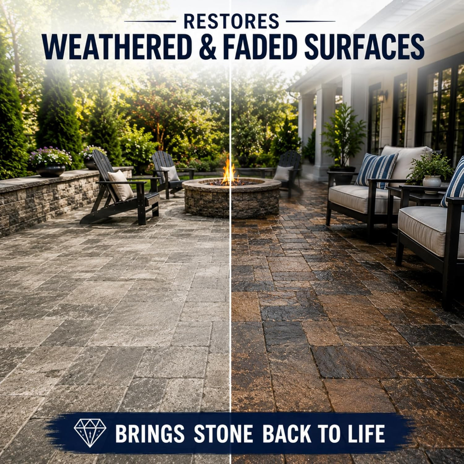 Color Enhancer Sealer for All-Natural Stone and Pavers. Marble, Travertine, Lime