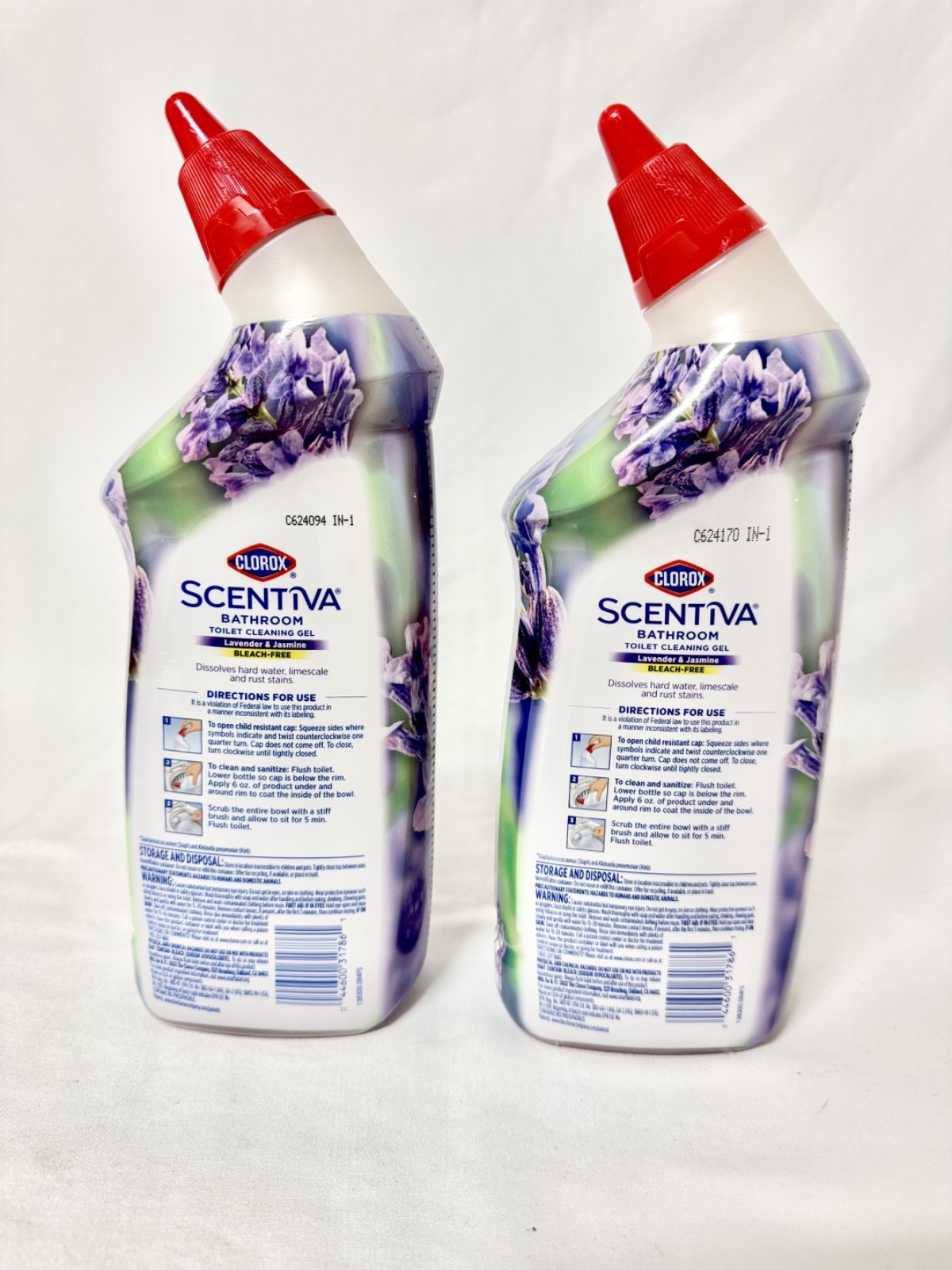 Budle of 2 Clorox Scentiva Bathroom Toilet Cleaning Gel, Lavender & Jasmine 24oz