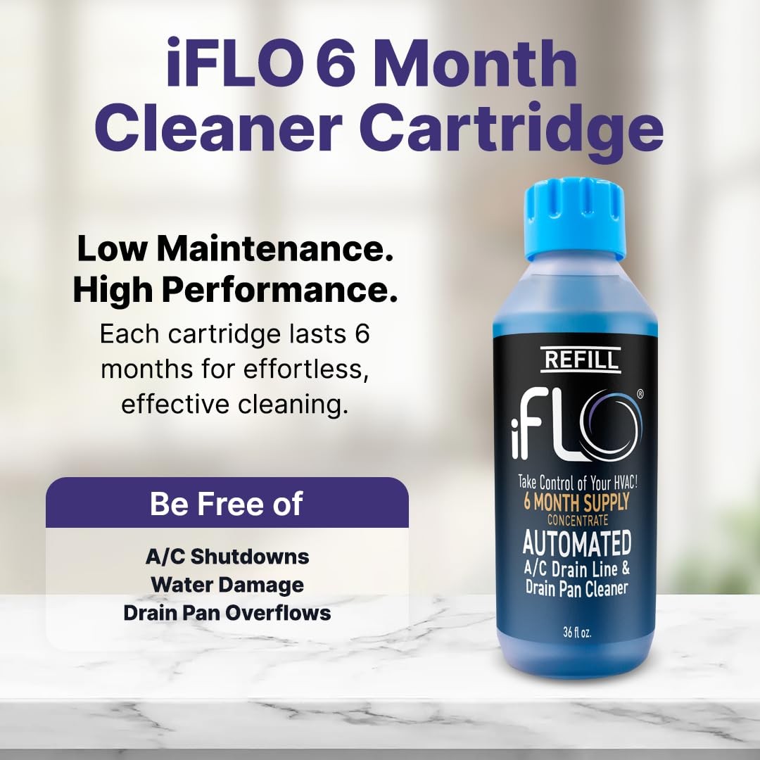 iFLO® Smart Automated A/C Drain Line Cleaner Cartridge, 6 Month Supply, Inclu…