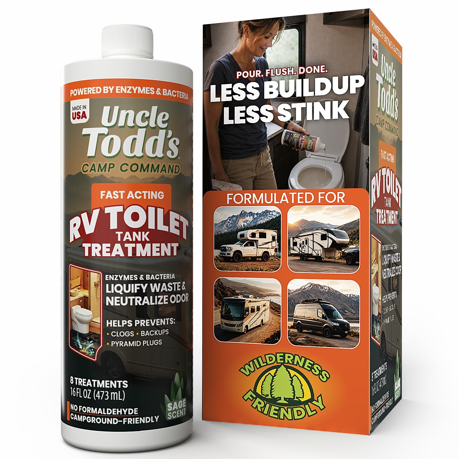 16 oz RV Black Tank Treatment – Sage Scent Liquid, 8 RV Toilet Treatments, Ca…