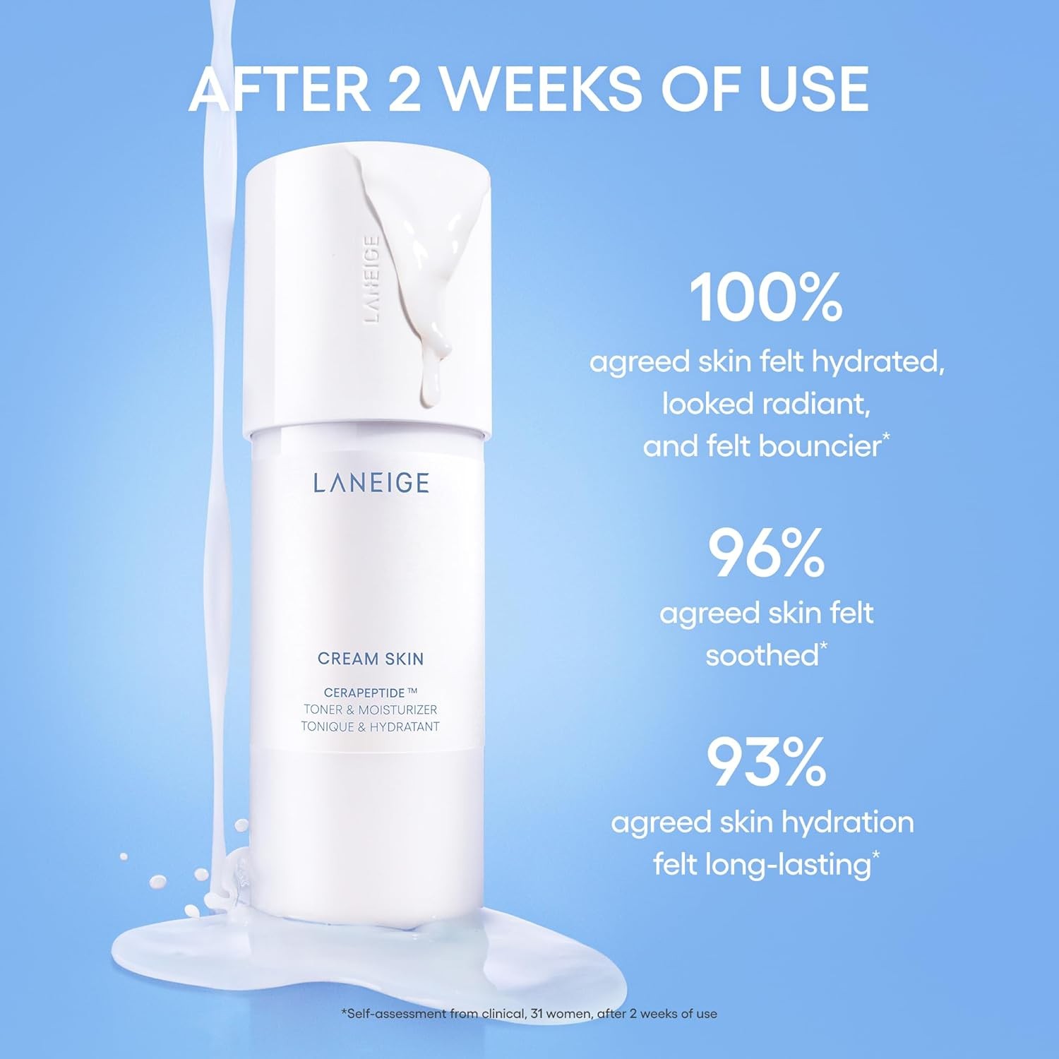 LANEIGE Cream Skin Toner & Moisturizer: Lightweight Refillable Korean Milky To