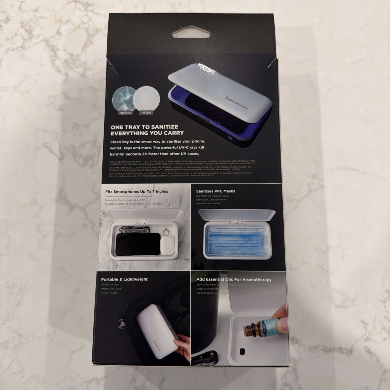 Keysmart Clean Tray UV Light Sterilization Case White. NEW IN BOX.