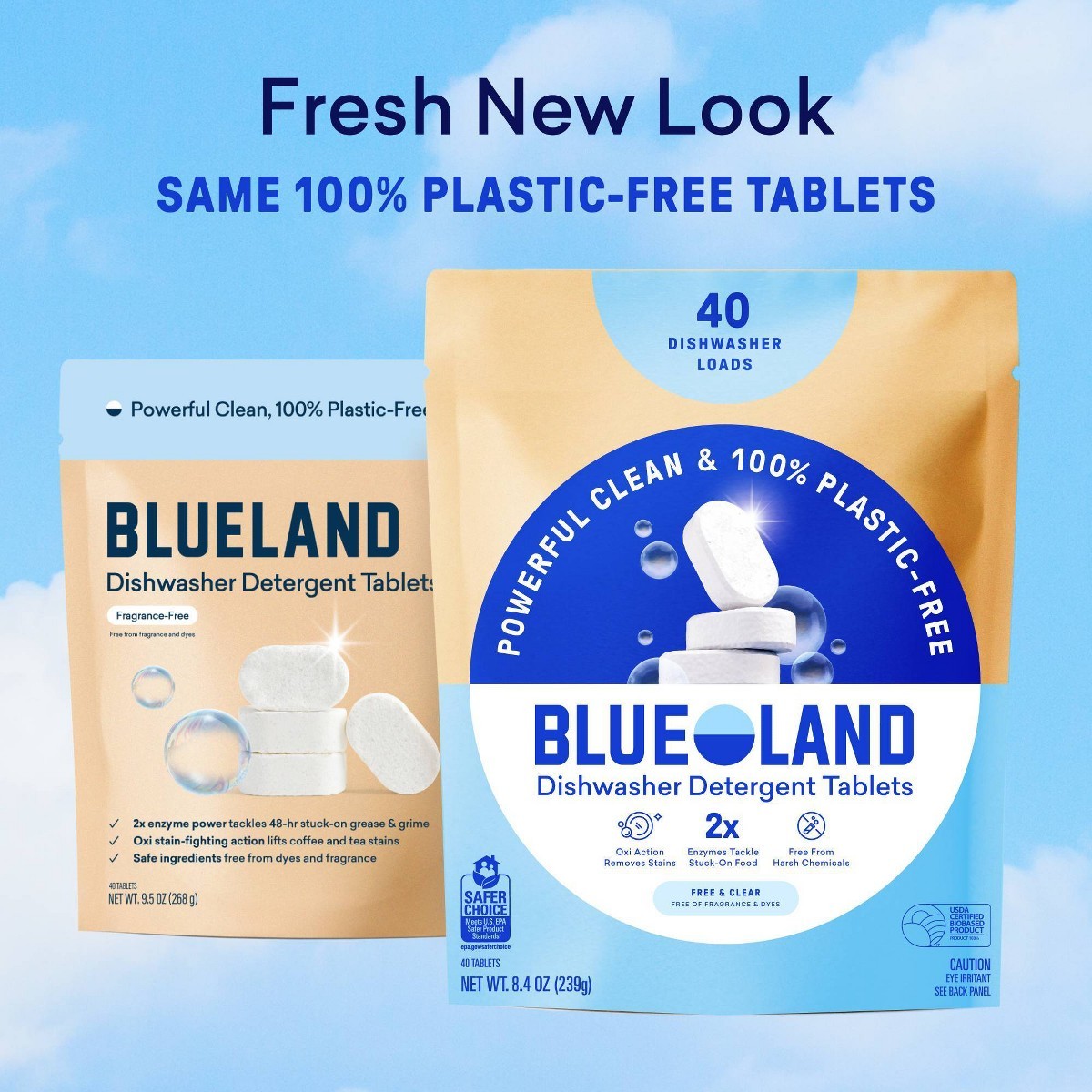 Blueland Fragrance Free Dishwasher Detergent Tablets – 62ct: Bleach-Free