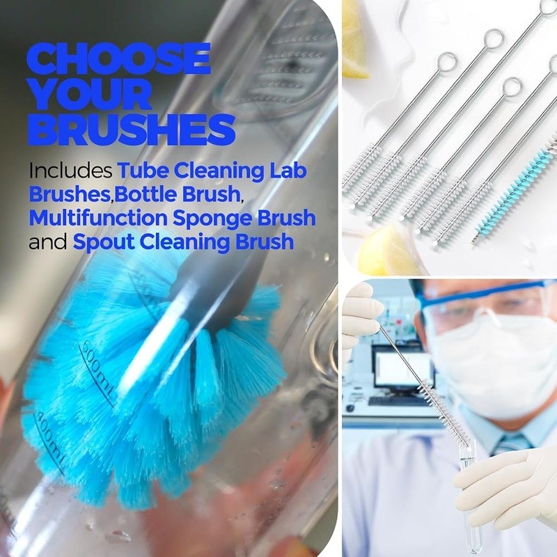 Multi-Purpose Bottle Cleaning Brush Set Wine Beer Sports Bottles Straws New