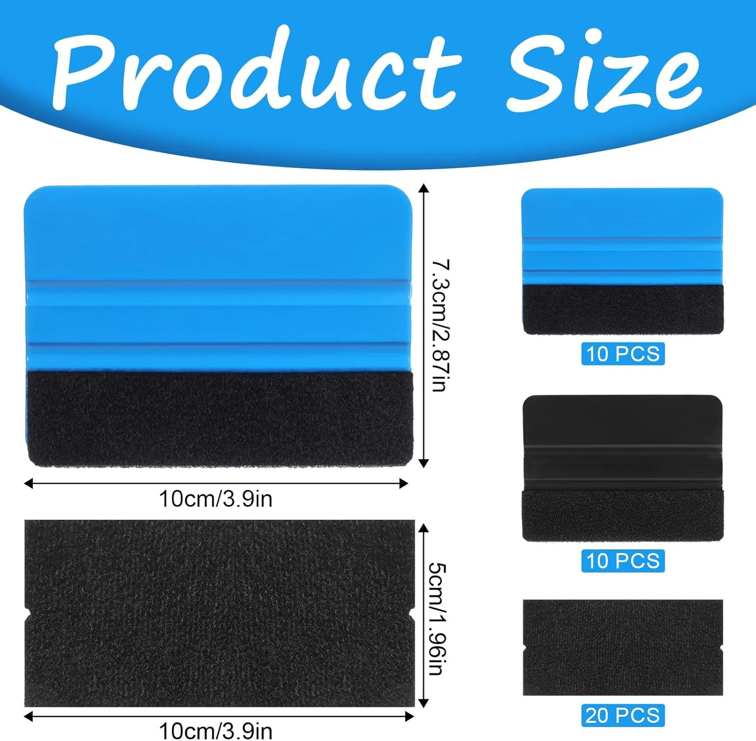 20 Pack Vinyl Squeegee with 20PCS Squeegee 4 Inch Felt Fabric Squeegee Decal Scr