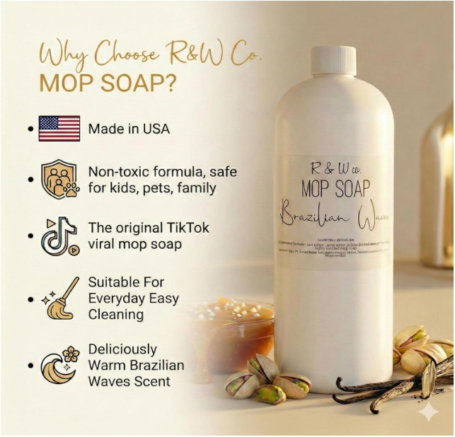 R&W CO. 32 oz Mop Soap Brazilian Waves Scented, Gentle Floor Cleaner for al…