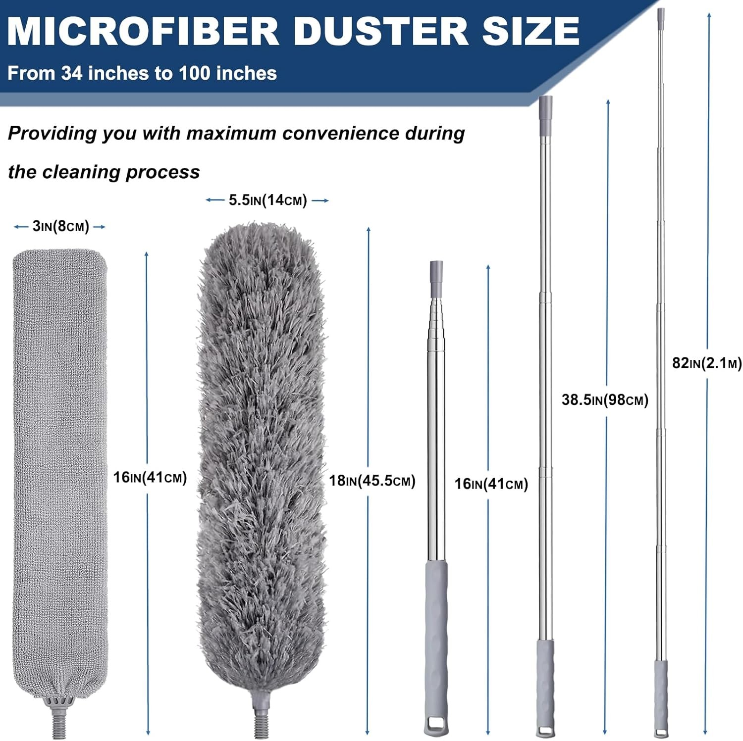 100 Inch Retractable Gap Dust Cleaner Cleaning Tools & Microfiber Feather Duster