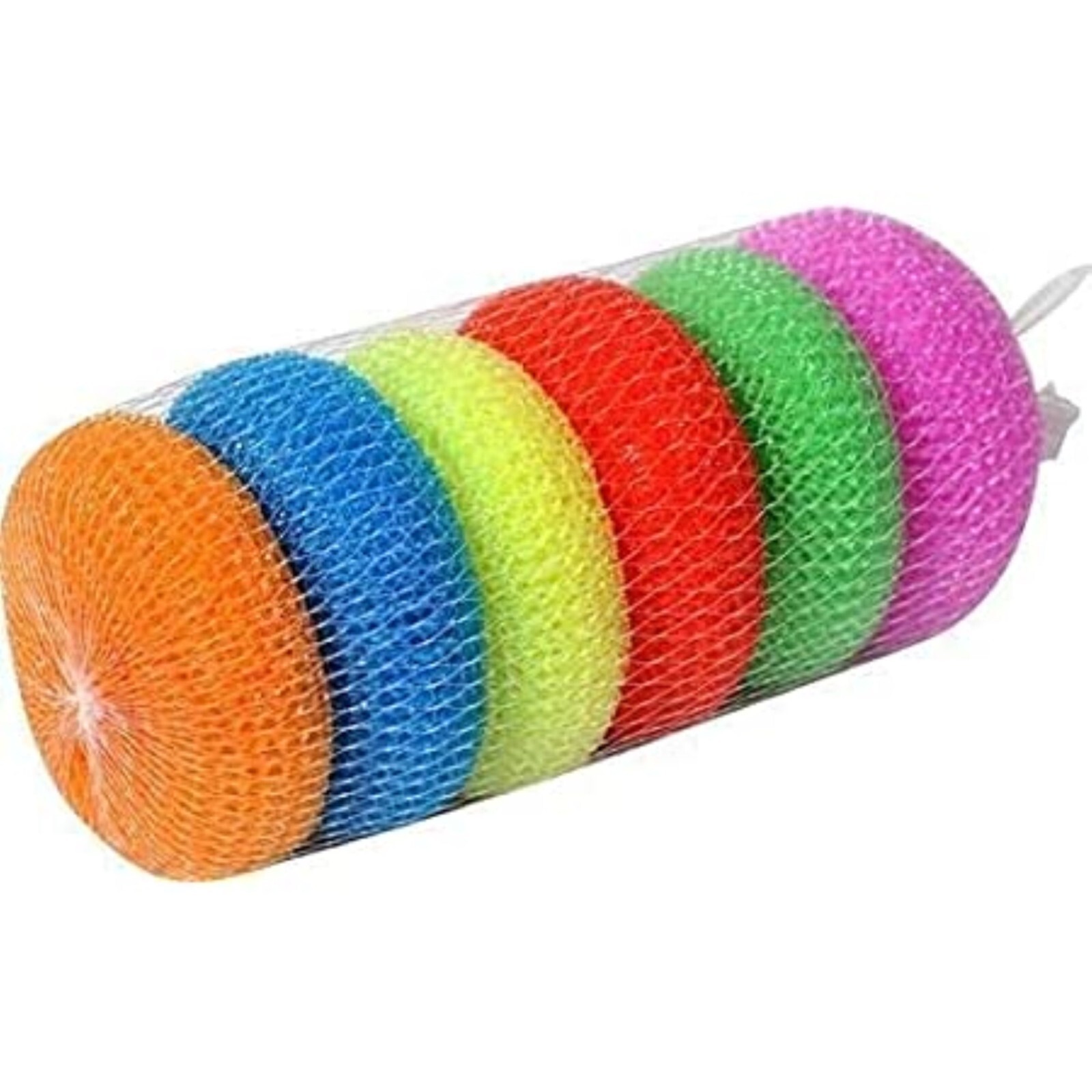 6pcs Nylon Plastic Round Scrubber Kitchen Cleaning Plastic Pot Pan Dish Washer