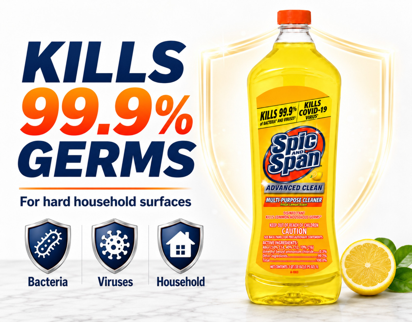 Spic and Span Lemon Multi-Surface Cleaner 34oz Liquid 3 Pack