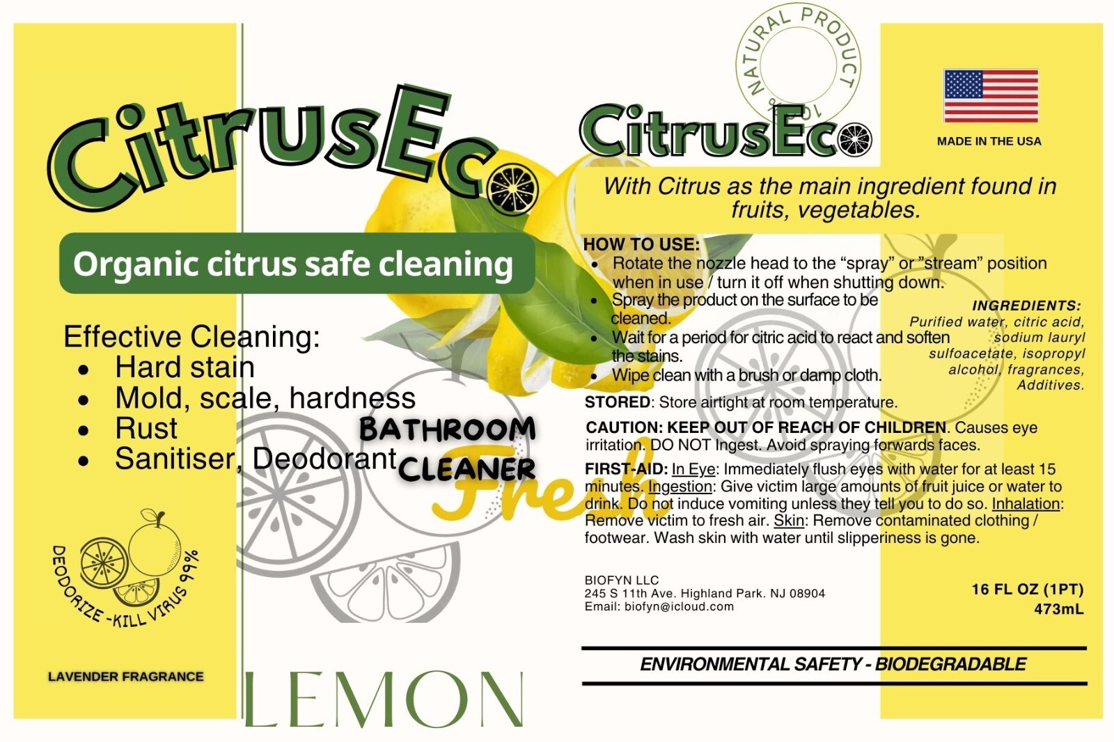 🛁 2-Pack Citruseco Bathroom Cleaners – Naturally-Derived, Eco-Friendly Solution