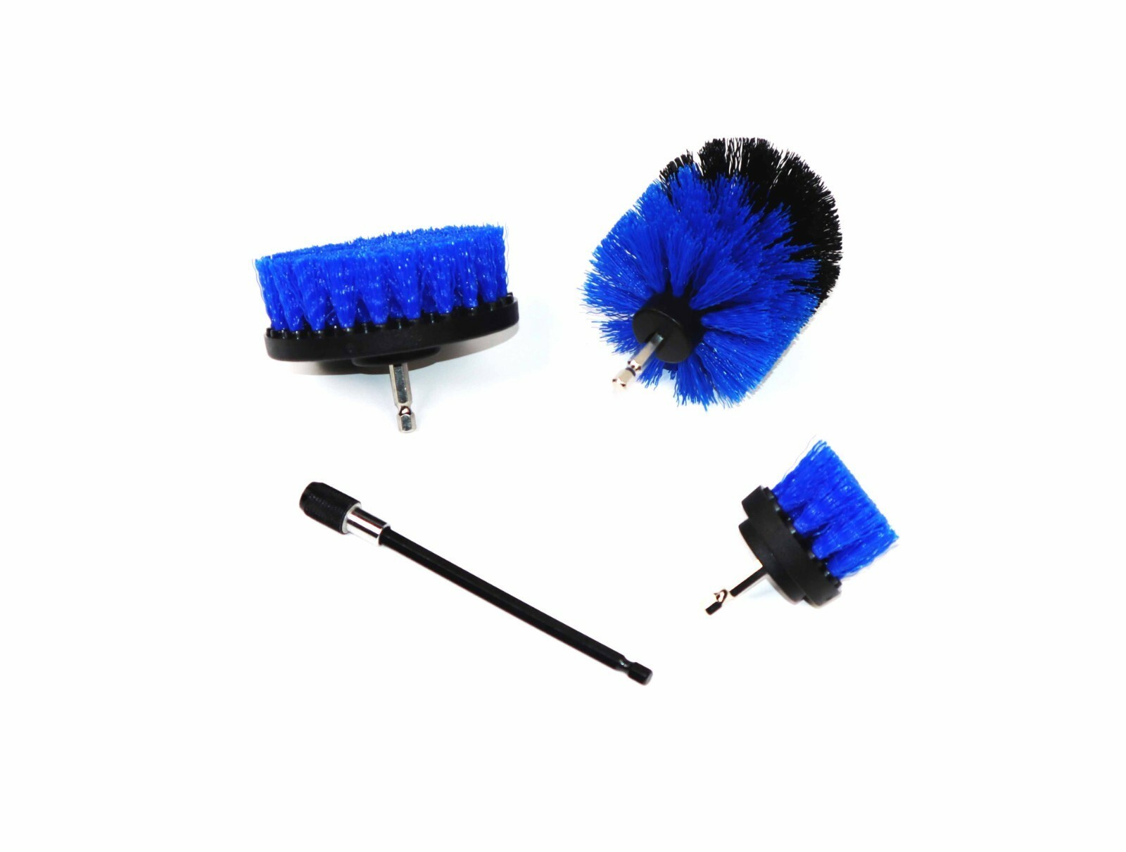4 Pcs Drill Brush Set (Blue) with 6″ Extension – Fast Free Shipping