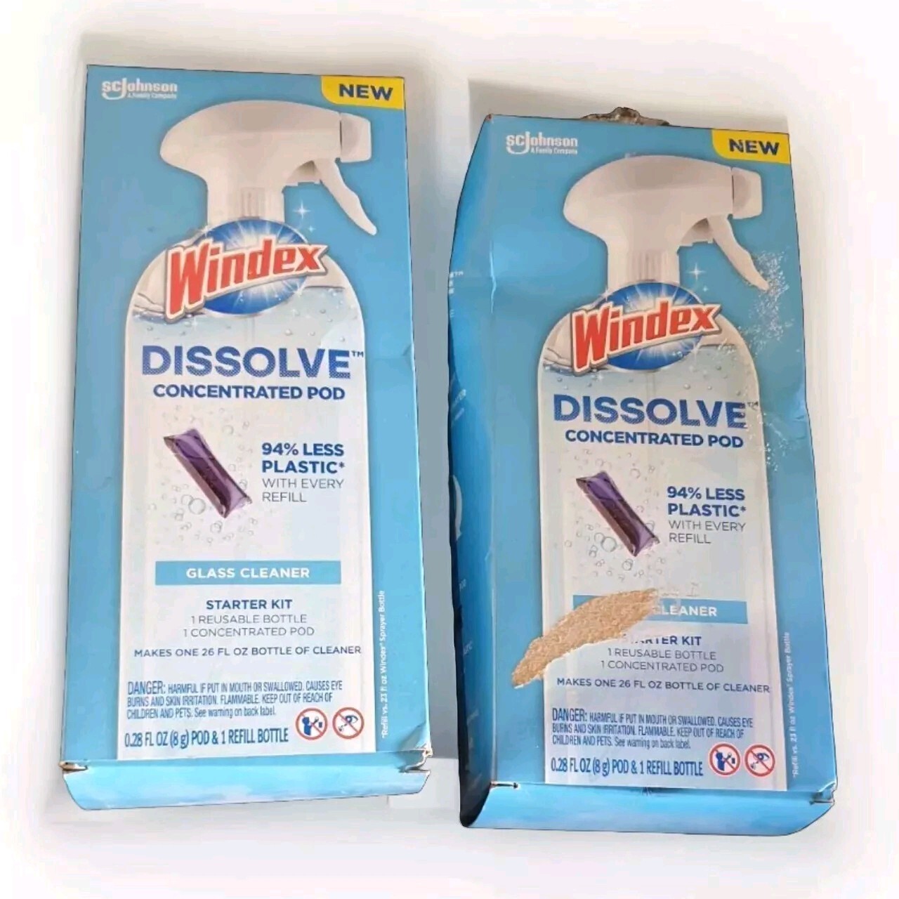 Lot Of 2 Windex Dissolve Glass Cleaner Concentrated Pod Starter Kit 26 Oz Each